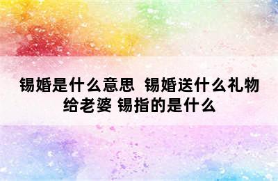 锡婚是什么意思  锡婚送什么礼物给老婆 锡指的是什么